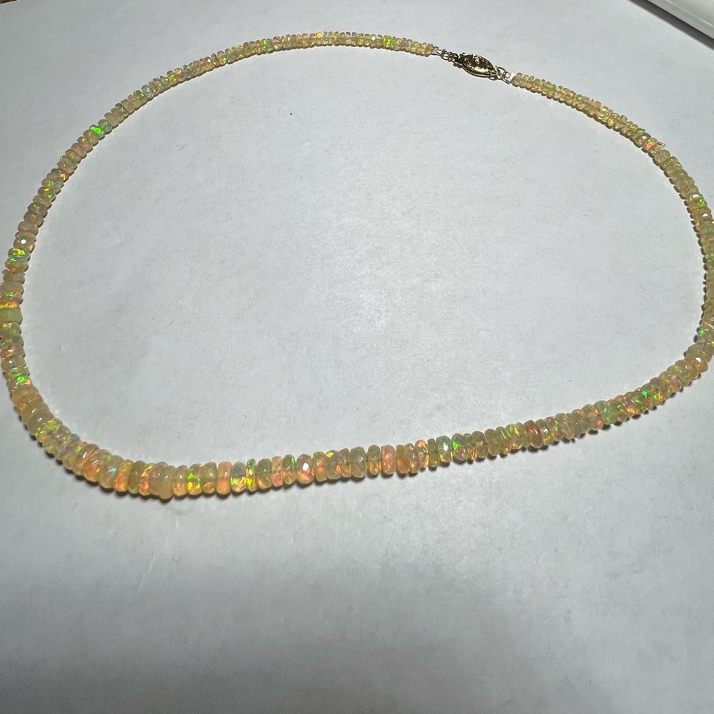 ETHIOPIAN WELO OPAL 16” NECKLACE WITH 14K SECURITY CLASP - Picture 3 of 12